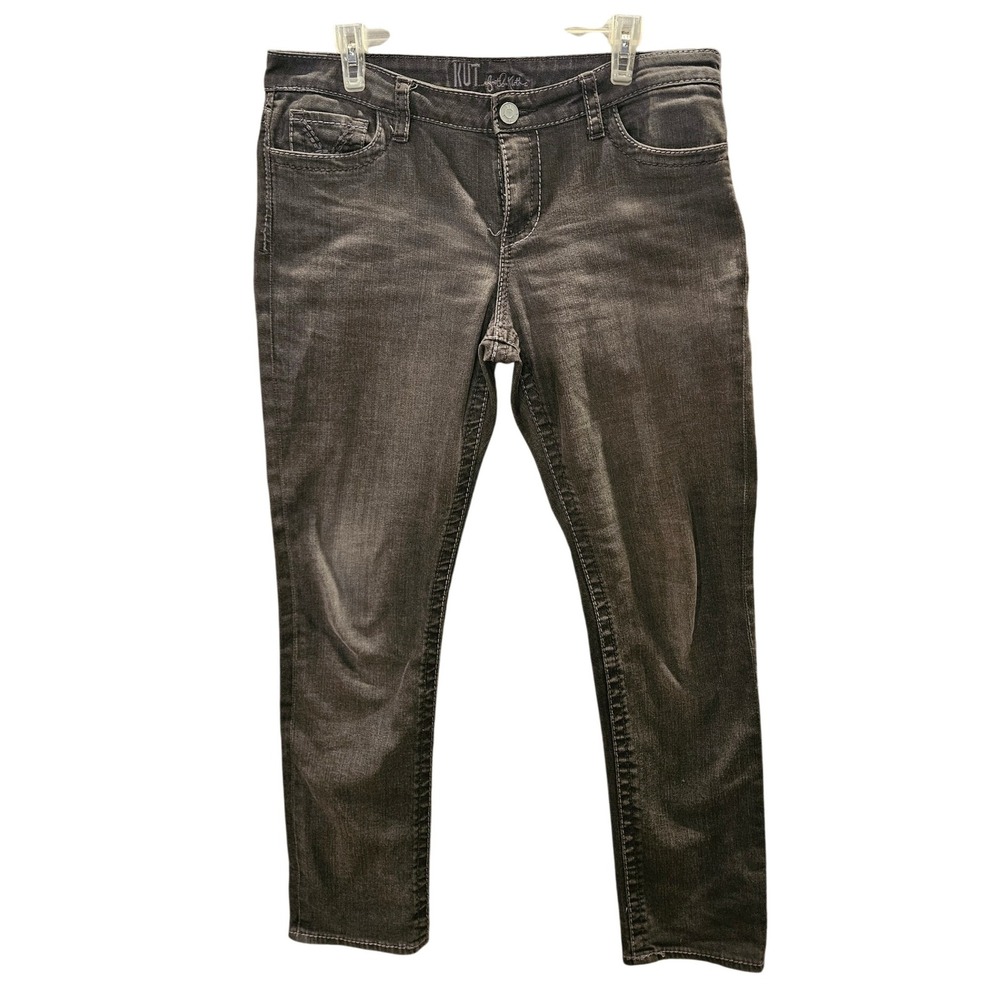 KUT from the Kloth Sz 14 Mia Skinny Jeans Stone Washed Black  #480